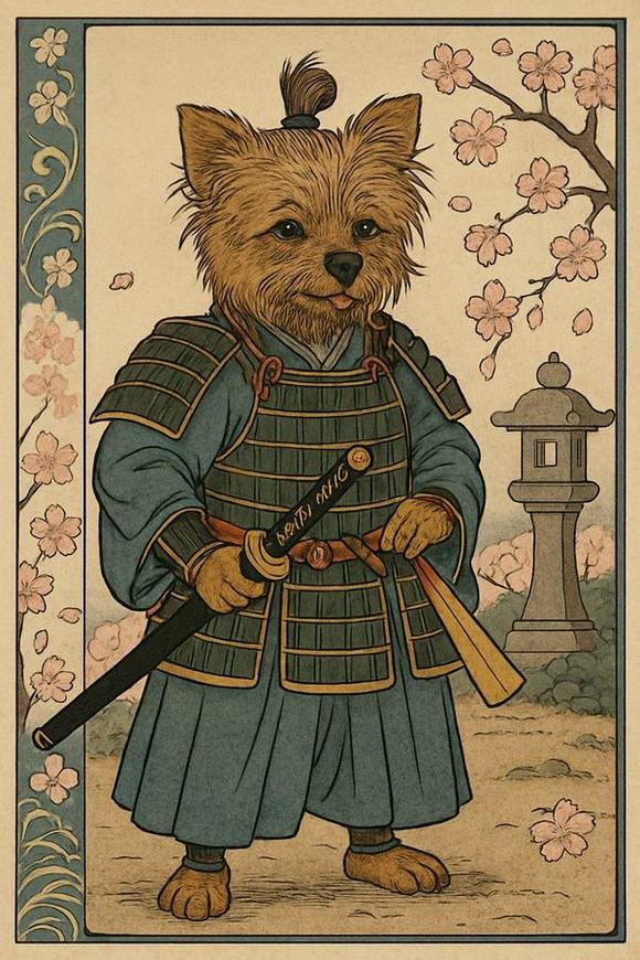 Pet portrait, Japanese samurai
