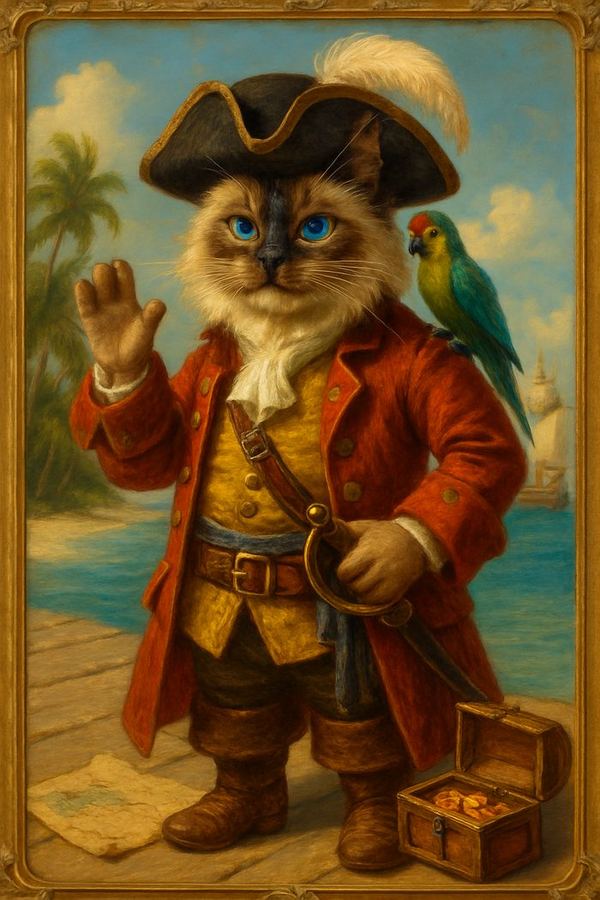 Pet portrait, pirate captain