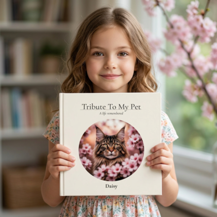 Customer with glasses holding tribute book