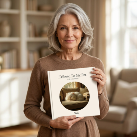 Customer with tribute book