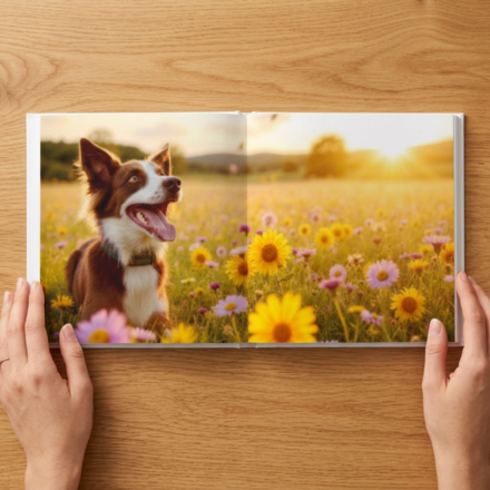 Hands holding tribute book open